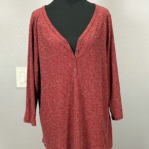Sonoma Red Cozy Top w/ Buttons